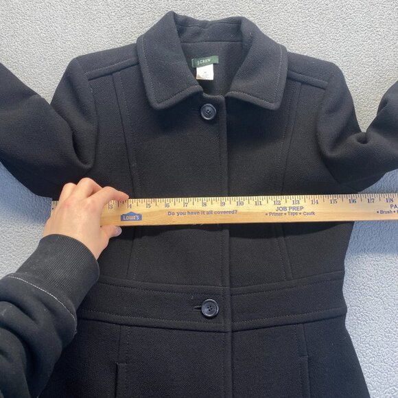 J. Crew Classic Lady Day Coat Size P2 Black Italian Double Cloth Wool Petite - Picture 4 of 11